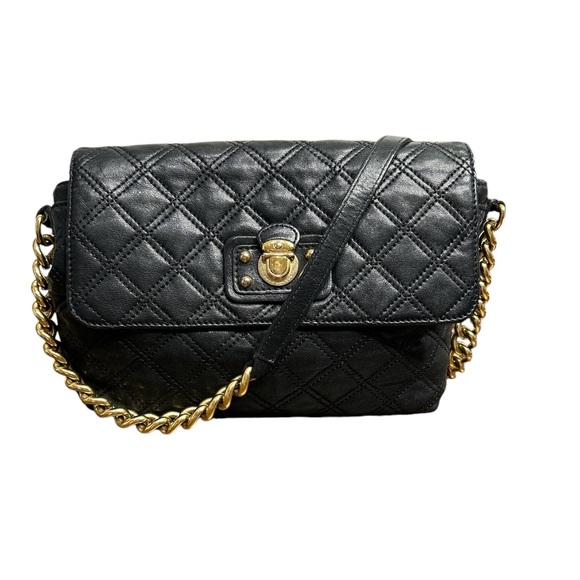Marc Jacobs Black Quilted Shoulder Bag with Gold Chain